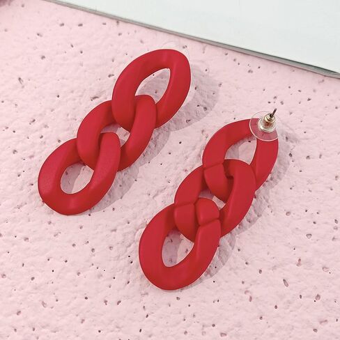 Bocar Statement Acrylic Chunky Necklace for Women Cuban Link Chain Collar Necklace Bracelcet Earrings Fashion Costume Jewelry Set in Kuwait