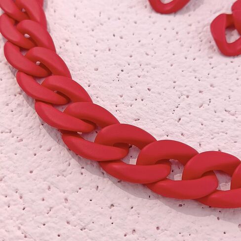 Bocar Statement Acrylic Chunky Necklace for Women Cuban Link Chain Collar Necklace Bracelcet Earrings Fashion Costume Jewelry Set in Kuwait