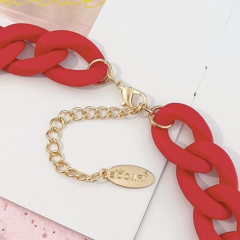 Bocar Statement Acrylic Chunky Necklace for Women Cuban Link Chain Collar Necklace Bracelcet Earrings Fashion Costume Jewelry Set in Kuwait