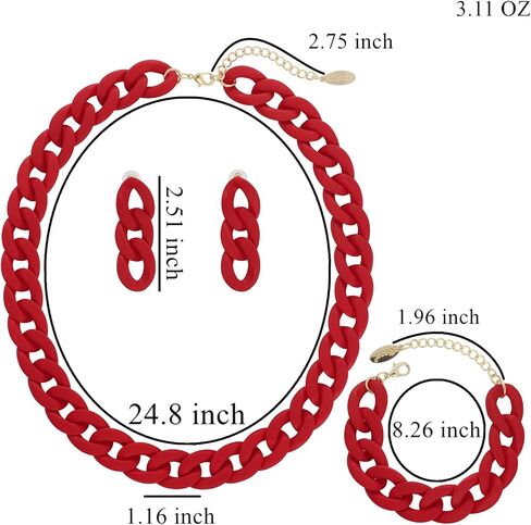 Bocar Statement Acrylic Chunky Necklace for Women Cuban Link Chain Collar Necklace Bracelcet Earrings Fashion Costume Jewelry Set in Kuwait