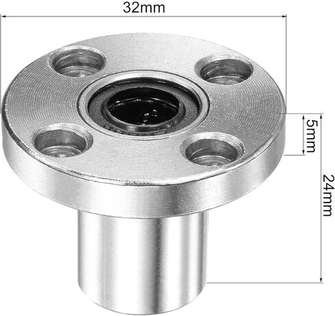 uxcell LMF12UU Linear Ball Bearings 12mm Bore 21mm OD 30mm Length Round Flange Nickel Plated for CNC Machine 3D Printer 2pcs in Kuwait