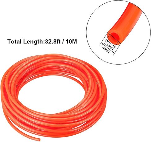 أنابيب هواء هوائية من uxcell، 4 مم OD × 2.5 مم معرف 10 أمتار 32 قدم بولي يوريثين ضاغط الهواء أنبوب خرطوم أنبوب برتقالي in Saudi Arabia