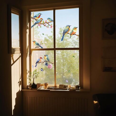 ملصق لاصق للنافذة للربيع والصيف، ملصق نافذة على شكل فراشة زهور التوليب لمستلزمات الحفلات المنزلية، ديكور عرض زجاج النافذة، ملصقات ثابتة مضادة للتصادمات للنافذة، 9 ورقات 78 قطعة in Kuwait