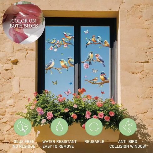 ملصق لاصق للنافذة للربيع والصيف، ملصق نافذة على شكل فراشة زهور التوليب لمستلزمات الحفلات المنزلية، ديكور عرض زجاج النافذة، ملصقات ثابتة مضادة للتصادمات للنافذة، 9 ورقات 78 قطعة in Kuwait