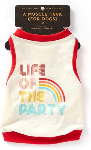 Life of The Party Dog Tank; Pre-Shrunk Cotton Pet Muscle Tank; Medium (22" Chest); Cute Dog Accessories with Eye-Catching Design in Kuwait