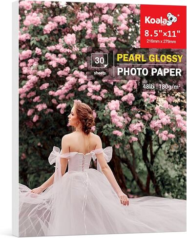 Koala Pearl Glossy Photo Paper 8.5X11 Inches 48LB 30 Sheets Shiny for Inkjet and Laser Printer Use DYE INK 180GSM in Saudi Arabia