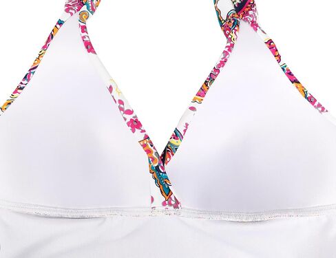 Mycoco Women's Halter Tankini Top V Neck Swimwear Top Front Shirred Bathing Suit Top in Kuwait