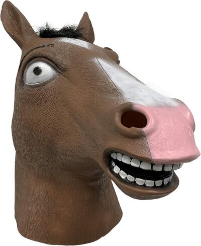BoJack Horseman Mask الجدة اللاتكس تأثيري أنيمي هالوين تأثيري حلي الملحقات الدعائم البني in Saudi Arabia