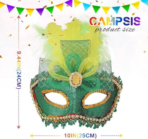 Campsis Women Masquerade Mask Green Mardi Gras Mask Rhinestone Carnival Mask Venetian Costume Mask Party Favors for Women and Girls in Saudi Arabia