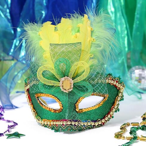 Campsis Women Masquerade Mask Green Mardi Gras Mask Rhinestone Carnival Mask Venetian Costume Mask Party Favors for Women and Girls in Saudi Arabia