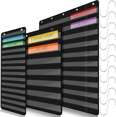 SATINIOR 3 Sets Pocket Charts for Classroom Include 7 Pocket Chart 14 Pocket Chart 10 Pocket Chart Magnetic Pocket Chart Classroom Calendar Pocket Chart Behavior Chart for Classroom (Burlap) in Saudi Arabia