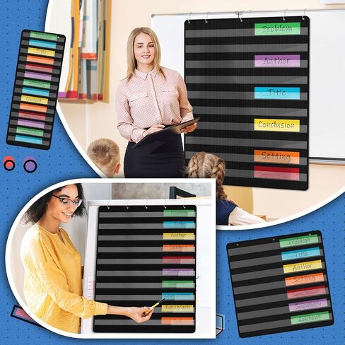 SATINIOR 3 Sets Pocket Charts for Classroom Include 7 Pocket Chart 14 Pocket Chart 10 Pocket Chart Magnetic Pocket Chart Classroom Calendar Pocket Chart Behavior Chart for Classroom (Burlap) in Saudi Arabia