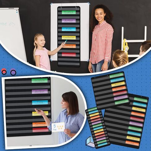 SATINIOR 3 Sets Pocket Charts for Classroom Include 7 Pocket Chart 14 Pocket Chart 10 Pocket Chart Magnetic Pocket Chart Classroom Calendar Pocket Chart Behavior Chart for Classroom (Burlap) in Saudi Arabia