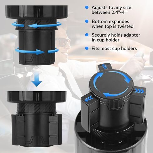 SACSTAR Cup Holder Expander for Car with Adjustable Base, Compatible with Hydro Flasks 32/40oz, Yeti 14/24/36/40oz Ramblers, Other Large Bottles & Big Drinks, 32-40 in Saudi Arabia