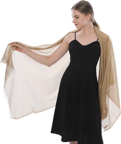 LMVERNA Sparkling Metallic Shawls and Wraps for Evening Dresses Wedding Fringed Shawl Wrap Scarf for Women in Saudi Arabia