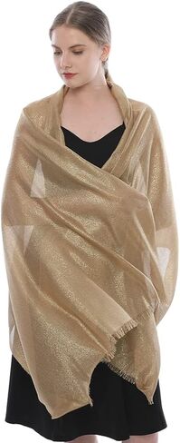 LMVERNA Sparkling Metallic Shawls and Wraps for Evening Dresses Wedding Fringed Shawl Wrap Scarf for Women in Saudi Arabia