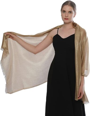 LMVERNA Sparkling Metallic Shawls and Wraps for Evening Dresses Wedding Fringed Shawl Wrap Scarf for Women in Saudi Arabia