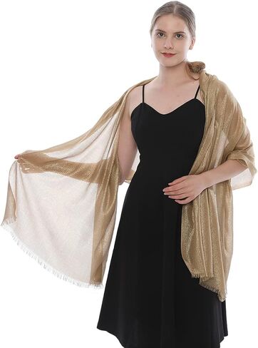 LMVERNA Sparkling Metallic Shawls and Wraps for Evening Dresses Wedding Fringed Shawl Wrap Scarf for Women in Saudi Arabia