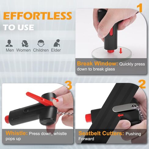 Gifts for Dad From Daughter Wife Fathers Day - UPGRADE Car Window Breaker Seatbelt Cutter Emergency Whistle 3 in-1 Car Safe Escape Tool Spring Loaded Glass Breaker Car Accessories Car Essentials in Kuwait