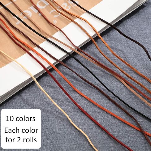 110 Yards Suede Cord Faux Leather Cord Thread Lace Beading Thread Rope Suede String for Jewelry Bracelet Necklace Beading DIY Crafts, 10 Colors in Saudi Arabia