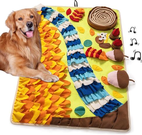 Mewoo Snuffle Mat للكلاب ذات السلالات الكبيرة، 40 بوصة × 27.5 بوصة سجادة شم للكلاب، بساط شم الكلاب سلالات كبيرة مع ألعاب تصدر صوت صرير، ألعاب تفاعلية للكلاب ذات سلالات كبيرة من الملل in Kuwait