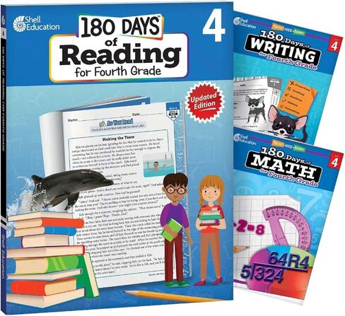 180 Days of Practice for 4th Grade (Set of 3), Assorted Fourth Grade Workbooks for Kids Ages 8-10, Includes 180 Days of Reading, 180 Days of Writing, 180 Days of Math in Saudi Arabia