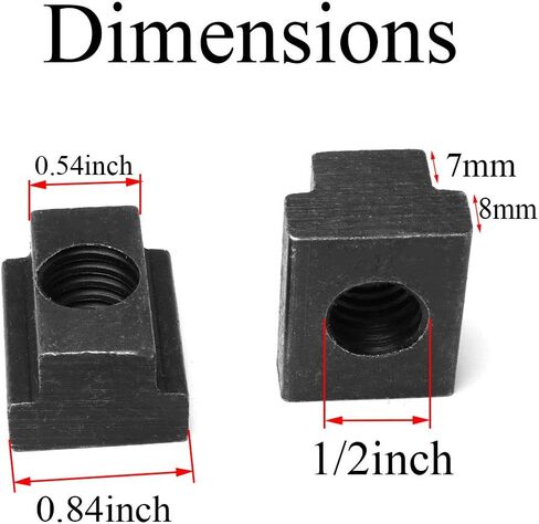 1/2" T-Slot Nut 2PCS 1/2Inch Black Oxide Finish Carbon Steel 3/8-16 Threads T-Nut for Table Slot Milling in Saudi Arabia