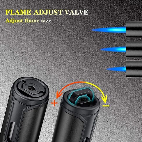 Anrapley Lighter, 6.0in Long Butane Torch Lighter with Fuel Level Window, Windproof Pen Lighter Adjustable Jet Flame for Candle Fireplace Grill Kitchen BBQ, Dad Gifts, Black(Gas not Included) in Saudi Arabia
