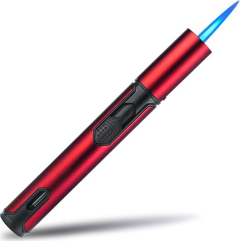 Anrapley Lighter, 6.0in Long Butane Torch Lighter with Fuel Level Window, Windproof Pen Lighter Adjustable Jet Flame for Candle Fireplace Grill Kitchen BBQ, Dad Gifts, Black(Gas not Included) in Saudi Arabia