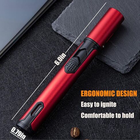 Anrapley Lighter, 6.0in Long Butane Torch Lighter with Fuel Level Window, Windproof Pen Lighter Adjustable Jet Flame for Candle Fireplace Grill Kitchen BBQ, Dad Gifts, Black(Gas not Included) in Saudi Arabia