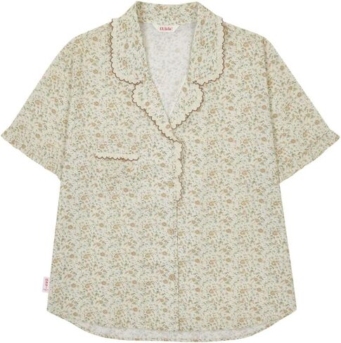 ULLALA Pajamas for Women Vintage Sets Delia Short sleeve Pair Cream Button Down Soft Sleepwear 2Piece 3Size Cotton in Kuwait