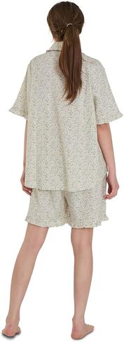 ULLALA Pajamas for Women Vintage Sets Delia Short sleeve Pair Cream Button Down Soft Sleepwear 2Piece 3Size Cotton in Kuwait