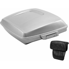 HR3 Color-Matched Charred Steel & Lightning Silver 5.5 in. Razor Tour Pack Luggage Trunk w/Backrest Pad Fits for 2014-later Harley Touring Road King, Road Glide, Street Glide (Style D-Red) in Kuwait