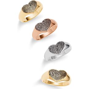 CAITLYNMINIMALIST 18K Gold Plated Sterling Silver Rose Gold Custom Personalized Actual Fingerprint Photo Engraved Memorial Gift Stacking Signet Ring in Kuwait