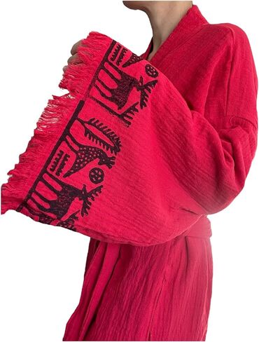 Pinus Evil Eye Kimono Robe Hand Painted, 100% Cotton, Robe, Loungewear, housecoat One Size Fits XS-L in Saudi Arabia