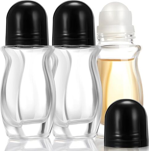 Tioncy 3 Pcs 30ml Empty Glass Roller Bottles Deodorant Roll on Bottles Containers with Plastic Roller Ball Massage Leakproof Refillable Roller Ball Applicator with Cap for Cosmetics Essential Oils in Kuwait