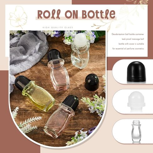 Tioncy 3 Pcs 30ml Empty Glass Roller Bottles Deodorant Roll on Bottles Containers with Plastic Roller Ball Massage Leakproof Refillable Roller Ball Applicator with Cap for Cosmetics Essential Oils in Kuwait