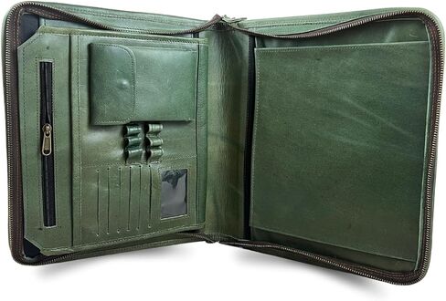 Madosh, Leather Padfolio Binder Document Organizer Office Interview Resume File Folder Travel Zipper Portfolio in Kuwait
