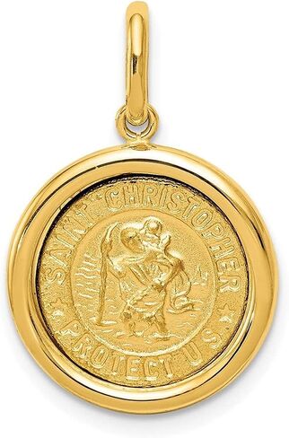 Diamond2DEAL 14K الذهب الأصفر المصقول وساتان St Christopher قلادة قلادة (L- 24 مم W- 16 مم) in Saudi Arabia