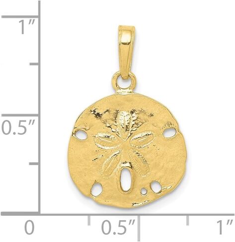 10K Yellow Gold Polished Sand Dollar Pendant (L- 34.5 mm, W- 15.25 mm) in Saudi Arabia