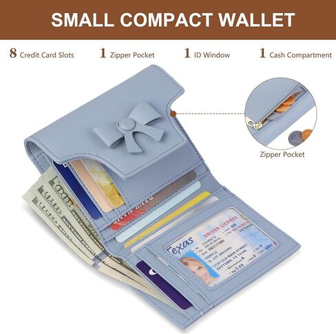 محفظة صغيرة للنساء لطيف bowknot RFID حظر Bifold الجلود حامل بطاقة الائتمان حامل محفظة محفظة سيدة الفتيات المصغرة مع جيب السوستة in Kuwait