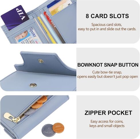 محفظة صغيرة للنساء لطيف bowknot RFID حظر Bifold الجلود حامل بطاقة الائتمان حامل محفظة محفظة سيدة الفتيات المصغرة مع جيب السوستة in Kuwait