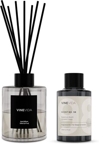 رائحة Vinevida لا. 50 Reed Diffuser - 120 مل (4 أوقية) - رائحة توقيع: Mahogany Teakwood ، ناشرات القصب للمنزل ، المكتب ، الحمام ، مصنوعة في عصي نادي رائحة الولايات المتحدة الأمريكية ، موزع العطور الغرفة in Kuwait