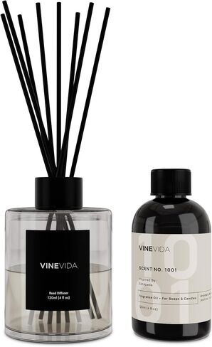 رائحة Vinevida لا. 50 Reed Diffuser - 120 مل (4 أوقية) - رائحة توقيع: Mahogany Teakwood ، ناشرات القصب للمنزل ، المكتب ، الحمام ، مصنوعة في عصي نادي رائحة الولايات المتحدة الأمريكية ، موزع العطور الغرفة in Kuwait