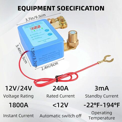 12v/24v 240A Kill Switch for Car Anti Theft Remote Battery Disconnect Switch with Remote Control Fobs & LED Screen Smart Voltage Kill Switch for Automobile, RV, ATV, Truck, Boat in Saudi Arabia