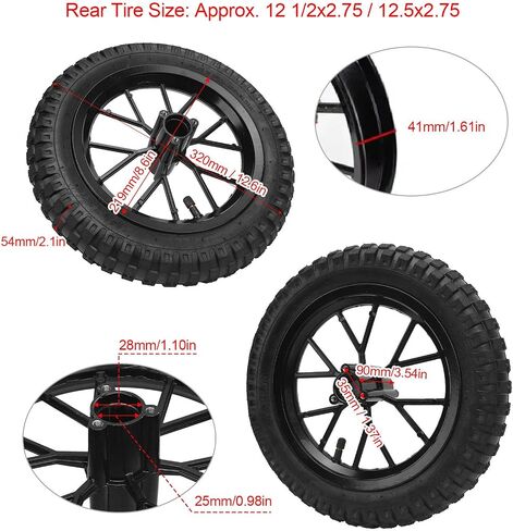 12.5x2.75 Rear Wheel Rim Tire Assembly Rubber Enhanced Grip Superior Traction for 2 Stroke Pocket Bike, Dirt Bike Rear Wheel Rim Assembly, with Simple Installation, Versatile in Saudi Arabia