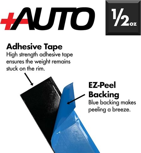+AUTO 1/2oz, 0.5oz, Steel, Adhesive Stick on Wheel Weights, EZPeel Tape Weights, Cars, Trucks, SUVs, Motorcycle, Low Profile, Rim Contoured, OE Certified, U.S.A. Professional Grade, 288pcs (Silver) in Kuwait