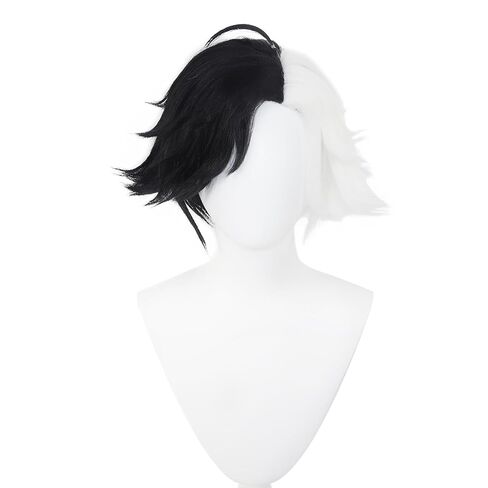 Short Black and White Cosplay Wig for Women Parties and Halloween in Kuwait