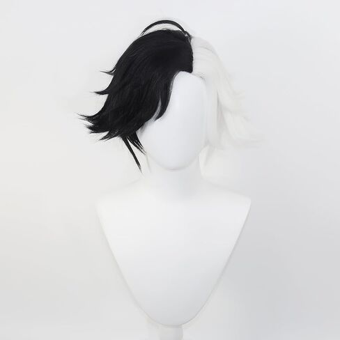 Short Black and White Cosplay Wig for Women Parties and Halloween in Kuwait