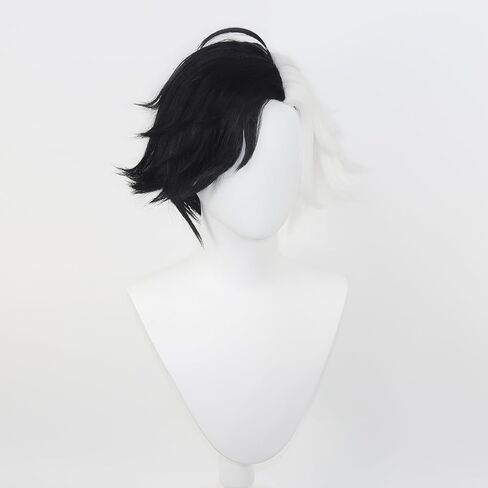 Short Black and White Cosplay Wig for Women Parties and Halloween in Kuwait